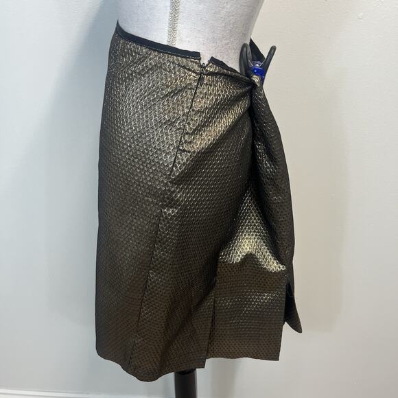 M.S.S.P. Skirt sz 12 Gold Diamonds Straight Knee Pleats Career Cocktail Wedding - Picture 4 of 7
